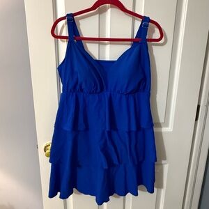 Vibrant Blue Tiered One Piece Swim Dress